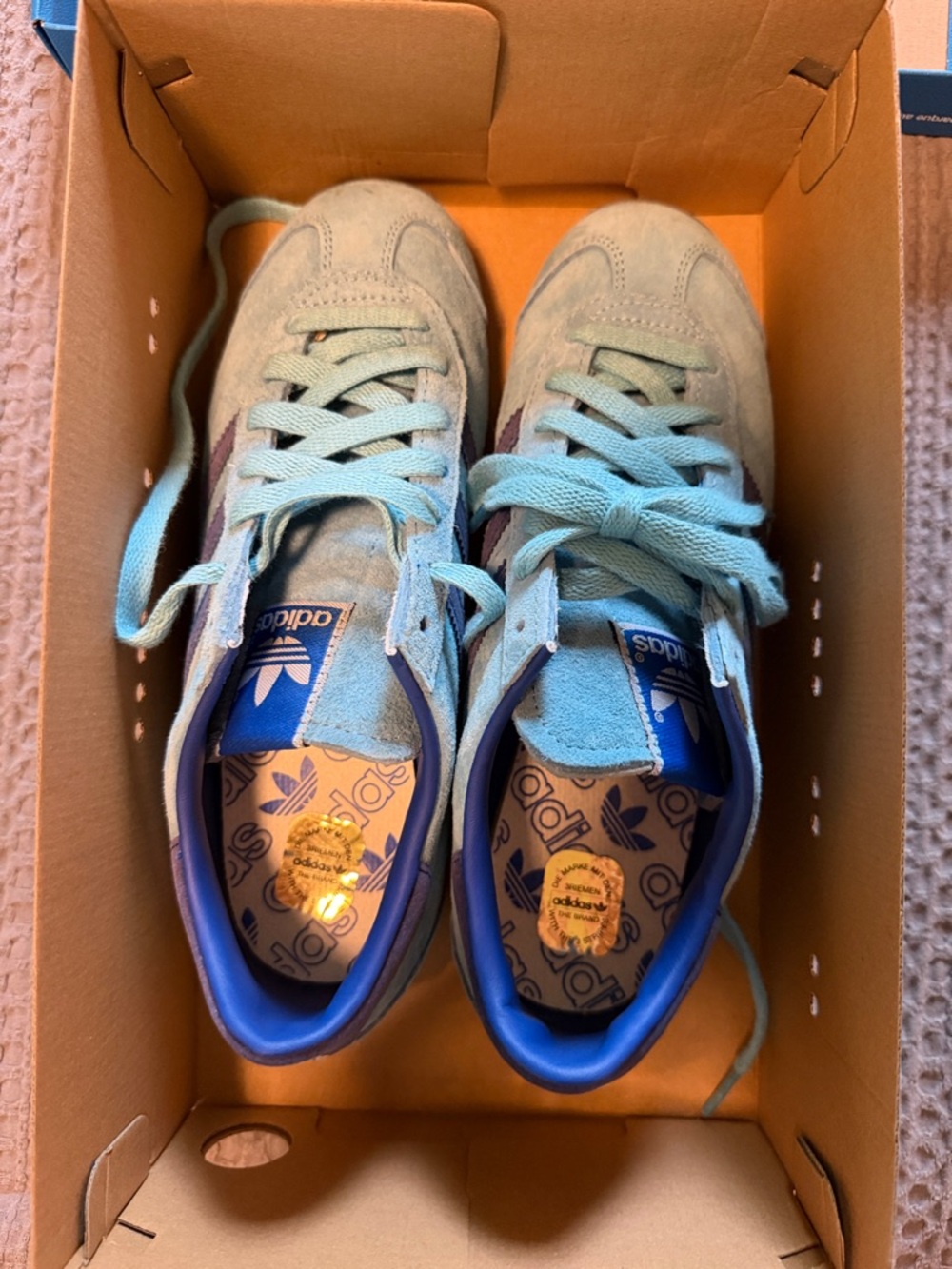 adidas Light Blue and Royal Blue Suede Sneakers